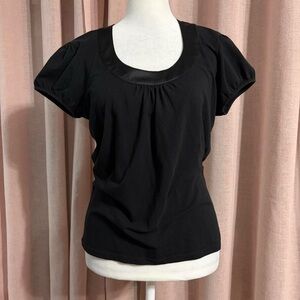 black y2k puff sleeve top